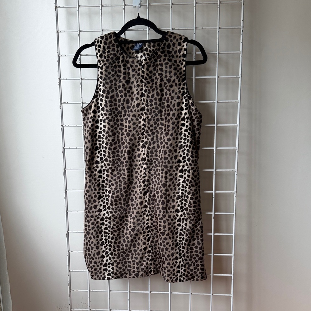 Vintage GAP Sleeveless Leopard Print Shift Dress - Brown Size XXL